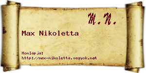 Max Nikoletta névjegykártya